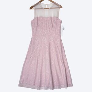 Maggy London NEW Powder Pink Lace Sheer Sleeveless Dress Size 12 Softgirl Floral